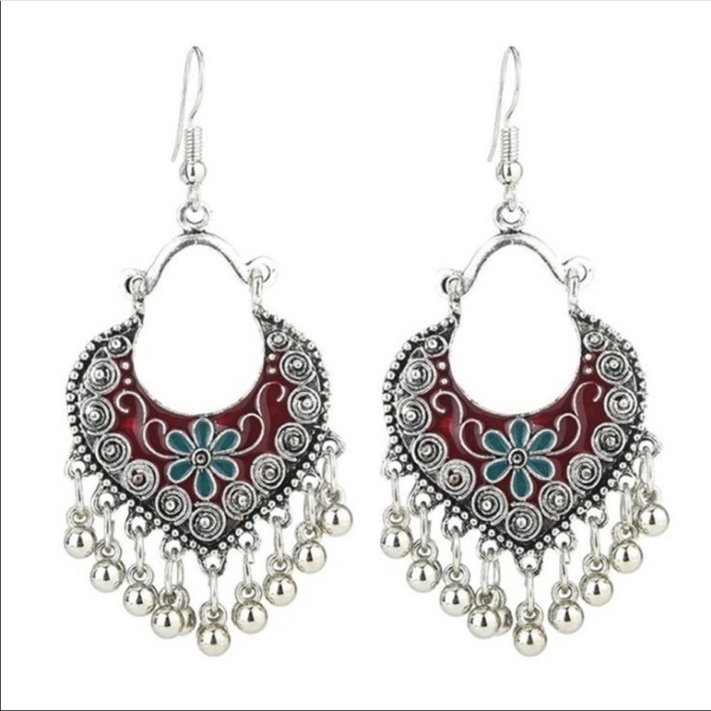 Bohemian charm enamel gypsy dangle earrings